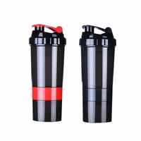 Bouteille d'eau anti-fuite pour boissons sportives, personnalisée de 600ml, pour salle de sport, Fitness, Shaker à protéines, avec organisateur de pilules et rangement