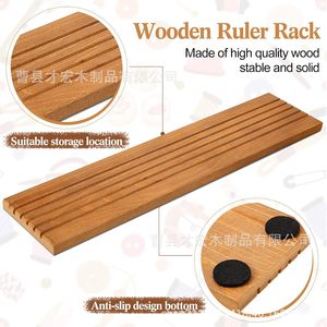 Estante de almacenamiento para reglas de madera, organizador de escritorio de 3 capas con múltiples ranuras para reglas acolchadas - Product Image 4