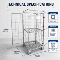 Chariot logistique pliable en treillis métallique, chariot de manutention porte-à-porte, cage de tri mobile à porte néerlandaise pour le stockage en entrepôt