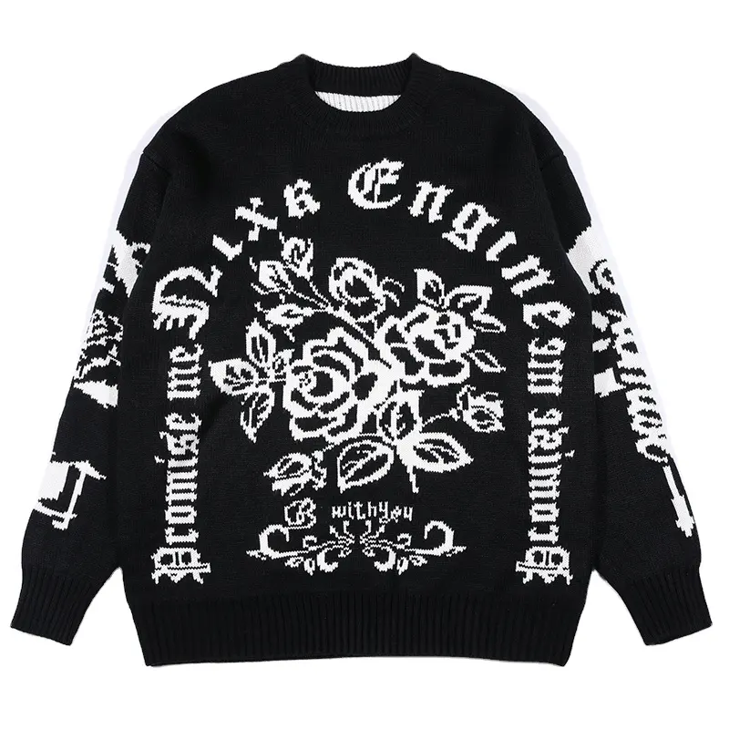 Custom LOGO OEM & ODM men sweater Jacquard Pattern knitwear Crew neck pullover knit winter custom men knitted sweater