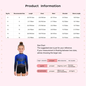 Ensemble justaucorps pour filles, motif ombré, manches longues, col montant, dos découpé, strass, pour entraînement de gymnastique, personnalisable - Product Image 6