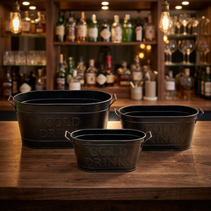 Ensemble de 3 refroidisseurs à vin modernes et luxueux en fer galvanisé, rayés et durables - Product Image 3