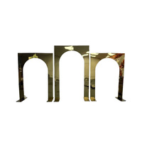 Arches de toile de fond de luxe en acier inoxydable poli or pour mariages, événements et fêtes, cadre de toile de fond décoratif