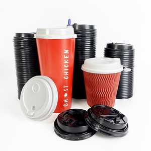 Tapa de papel negra Longworld de doble pared de 60 mm, 30 mm, 70 mm, 80 mm, 90 mm, 4 oz, sin fugas, de PET, CPLA, PP para vasos de papel - Product Image 4
