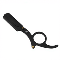 Rasoir de sécurité en acier inoxydable de haute qualité à l'ancienne Poignée à doigts Rasage du visage Lame simple Remplaçable pour les sourcils Barbe