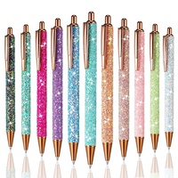 Pretty Cute Pennen Bling Glitter Balpen Metalen Vat Intrekbare Schrijven Journaling Pen Voor Vrouwen Meisje
