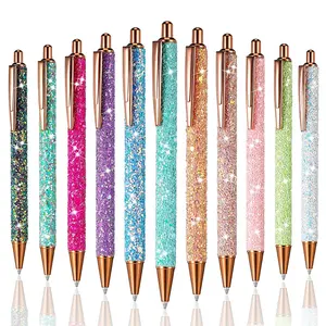 Jolis stylos mignons Bling paillettes stylo à bille baril en métal rétractable écriture stylo de journalisation pour femmes fille