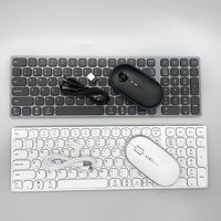 2.4G BT Keyboard dan Mouse Nirkabel Portabel untuk Komputer, Mode Ganda, Isi Ulang Type-C, Tipis, Berbahan Aluminium Metal, Ultra Tipis, Ready Stock