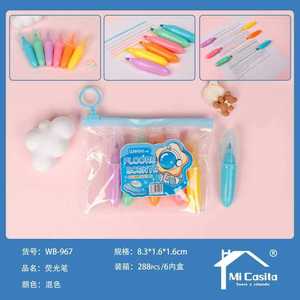 Wsiba Fluorescent Highlighters 6 Colors Normal Size Office School Markers Lamination Printing Round Tip - Product Image 3