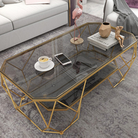 Table basse contemporaine classique pour salon, transformable, en marbre doré, table d'appoint et table basse en métal