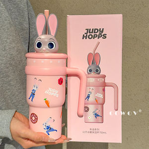 Bouteille isotherme et thermos grande capacité <span class=keywords><strong>Disney</strong></span> Cartoon avec couvercle, poignée et paille, idéale pour les voyages et comme cadeau de Noël - Product Image 1