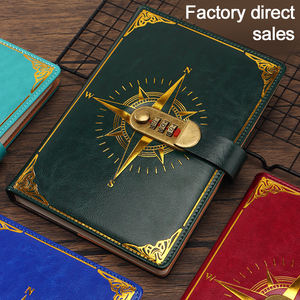 A5 Secure <b>Lock</b> <b>Diary</b> PU Leather Hardcover Notebook Embossed Pattern 100 Sheets Durable Password Protected Design for Office Gift - Product Image 2