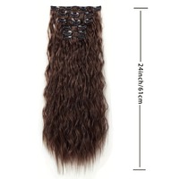 Lot de 6 extensions de cheveux synthétiques longues bouclées ondulées à clipser, fabriquées à la machine, aspect naturel élégant, pour usage quotidien