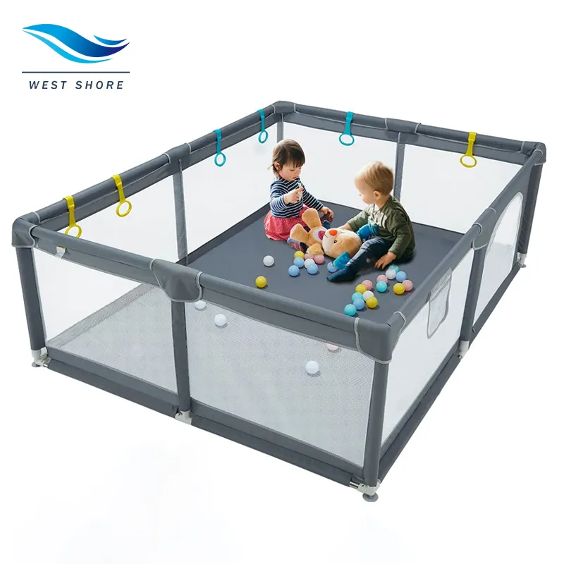 Rectangle Shape Large Folding Safety Fence Playpen Playyard Play Pens for Babies Toddlers Adjustable Playpen Crawling Guardrail