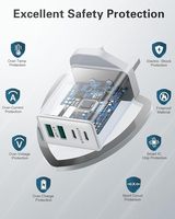 Chargeur mural multi-ports CE RoHS EU US UK Au Pkug pour téléphone, charge rapide 40W PD 20W 2.4A 4 ports, charge rapide, USB-A type C, chargeur mural fin