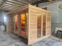 Sauna Inframerah Tradisional untuk Dua Orang Dilengkapi dengan Bangku Berbentuk L dan Aksesori Mewah Struktur Kayu Solid Dapat Disesuaikan