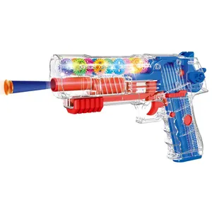 New style indoor children's colorful acousto-optic transparent gear soft bullet gun electric shock pistol toy