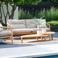 Table d'appoint au design intemporel et populaire, avec structure en bois massif, pour mobilier de jardin extérieur, canapé et chaise longue en teck