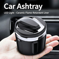 Cendrier de voiture universel créatif et personnalisé avec couvercle et lumière nocturne, revêtement intérieur en céramique, format court, en stock usine