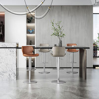 Tabouret de bar moderne et simple, style nordique européen et américain, réglable en hauteur, rotatif, avec structure en fer forgé, pour îlot de cuisine