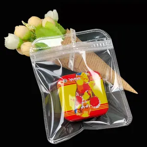 Toptan hava kilidi plastik torba-Hava pod plastik torba bilekliği ambalaj şeffaf kilitli poşet hediye kirpik makyaj kozmetik çantaları logo baskılı kozmetik kapları