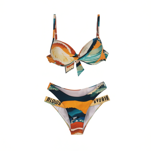 Set bikini da donna Buonic con stampa a spirale astratta, taglia 40 42 44 46 48, costumi da bagno, abbigliamento da spiaggia - Product Image 2
