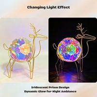 Decorazione in Metallo Dorato a Forma di Cervo con Luci LED, Scultura Luminosa di Renna per Hotel, Lobby, Matrimoni e Feste