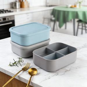 กล่องอาหารกลางวันเด็กปลอดสาร BPA รูปทรงสี่เหลี่ยมผืนผ้า กล่องเก็บอาหารแบบเบนโตะ - Product Image 1