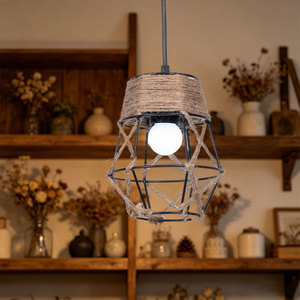 Xuheng Hemp <b>Rope</b> Lampshade Led Industrial Style Hanging <b>Light</b> Fixture For Bars Guesthouses Clothing Stores Decorative Lighting - Product Image 2