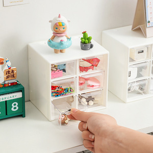 Transparent Desktop <b>Storage</b> <b>Box</b> With Compartments <b>Stackable</b> Lid Jewelry Organizer For Small Items Hair Ties Accessories - Product Image 2