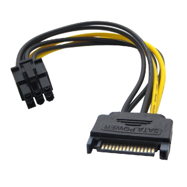 High Quality Custom Manufacturer PCIe 6 Pin SATA Power Adapter for Graphics Card Mining 18AWG Custom Made Wholesale Power Cable