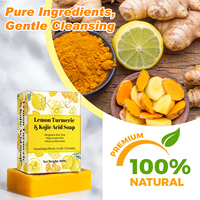 Savon éclaircissant à l'acide kojique original en marque propre Savon coréen biologique fait à la main au citron et au curcuma pour le visage et les nœuds noirs