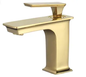 Upc单柄盆式搅拌机仿古黄金器皿黄铜盥洗室浴室水龙头