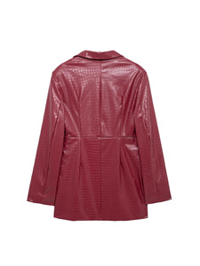 XH1115 - Collezione Autunno 2026 <span class=keywords><strong>Donna</strong></span>: Abito in <span class=keywords><strong>Pelle</strong></span> Rosso Sexy con Scollo a V Profondo e Pieghe - Product Image 5