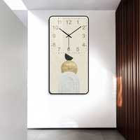 Cristal personnalisé porcelaine peinture murale Art décoratif maison impression numérique toile Base cadre montage-abstrait horloge murale
