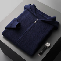 Cardigan en cachemire tricoté pour homme avec capuche, pull doux et chaud pour l'automne et l'hiver
