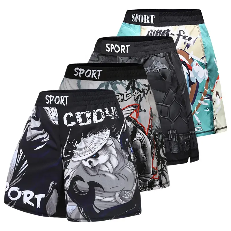 Groothandel Jongens Gymkleding Shorts Overal Met Print Anime Martial Arts Wear Custom Mma Bjj Sportkleding Shorts