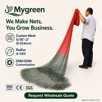 Épervier de pêche en monofilament, dégradé rouge-vert, maille personnalisée, rayon de 5/16-2 pouces, ourlet lesté à maillons de chaîne de 4-14 pieds, OEM ODM