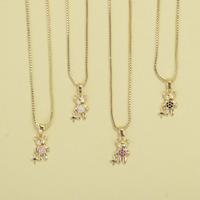 Nouveau 2026 Collier Pendentif Minimaliste en Laiton, Chaîne Hip Hop Personnalisée Iced Out pour Femmes, Motif Ours en Peluche et Étoile, Étanche