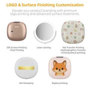 Sevimli Mini ayna üreticileri Logo özel beyaz pembe siyah cep el makyaj kompakt ayna ile Led ışık el aynası - Product Image 5