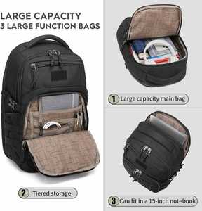 Factory Men's <b>Small</b> <b>Black</b> Tactical Assault <b>Backpack</b> with Geometric Pattern Zipper Closure Polyester Fashion Urban Style - Product Image 4