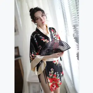 YJC0373 महिलाओं जापानी किमोनो पोशाक पुष्प प्रिंट सेक्सी कार्डिगन एशियाई ओबी Yukata पारंपरिक गीशा नाइटवियर विंटेज कपड़े