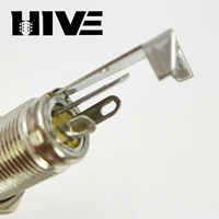 HIVE Prise jack de sortie endpin pour guitare, 1/4 pouce, double rail, avec embout fileté long cylindrique, pour mixeur stéréo