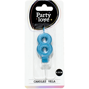 Candela Blu Numero 8 per Feste, Candele di Compleanno da 4,5 Cm - Product Image 1