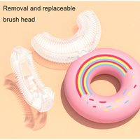 Prix bas 360 degrés beignet manuel enfants brosse à dents enfants Silicone en forme de U brosse à dents dessin animé cadeau pour 2-6-12 ans