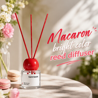 Diffuseur à bâtonnets en verre transparent 50 ml avec bouchon boule coloré et bâtonnets assortis, pour commande en gros, OEM ODM, pour cadeau de mariage
