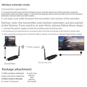 Extensor de Video Inalámbrico para Electrónica de Consumo, HDTV 1080P 150M, Metálico, para Monitoreo de Computadora y Teléfono Móvil, Interfaz <span class=keywords><strong>HDMI</strong></span> - Product Image 4