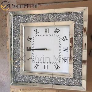 Luxury Elegant Modern Silver Crushed Diamond Mirror Hanging Wall <strong>Clock</strong> Needle Display <strong>for</strong> Weddings Back to <strong>School</strong> &amp; Easter - Product Image 3