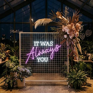 Insegna al neon personalizzata IT Was Always You, lampada al neon a LED con caratteri di dimensioni personalizzate per decorazioni da parete per matrimoni in stile rustico, feste e ambienti agricoli - Product Image 1