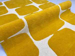 Tapis d'intérieur moderne en laine 100% faite à la main, couleur jaune et blanc, tapis minimaliste pour salon, bureau - Product Image 2